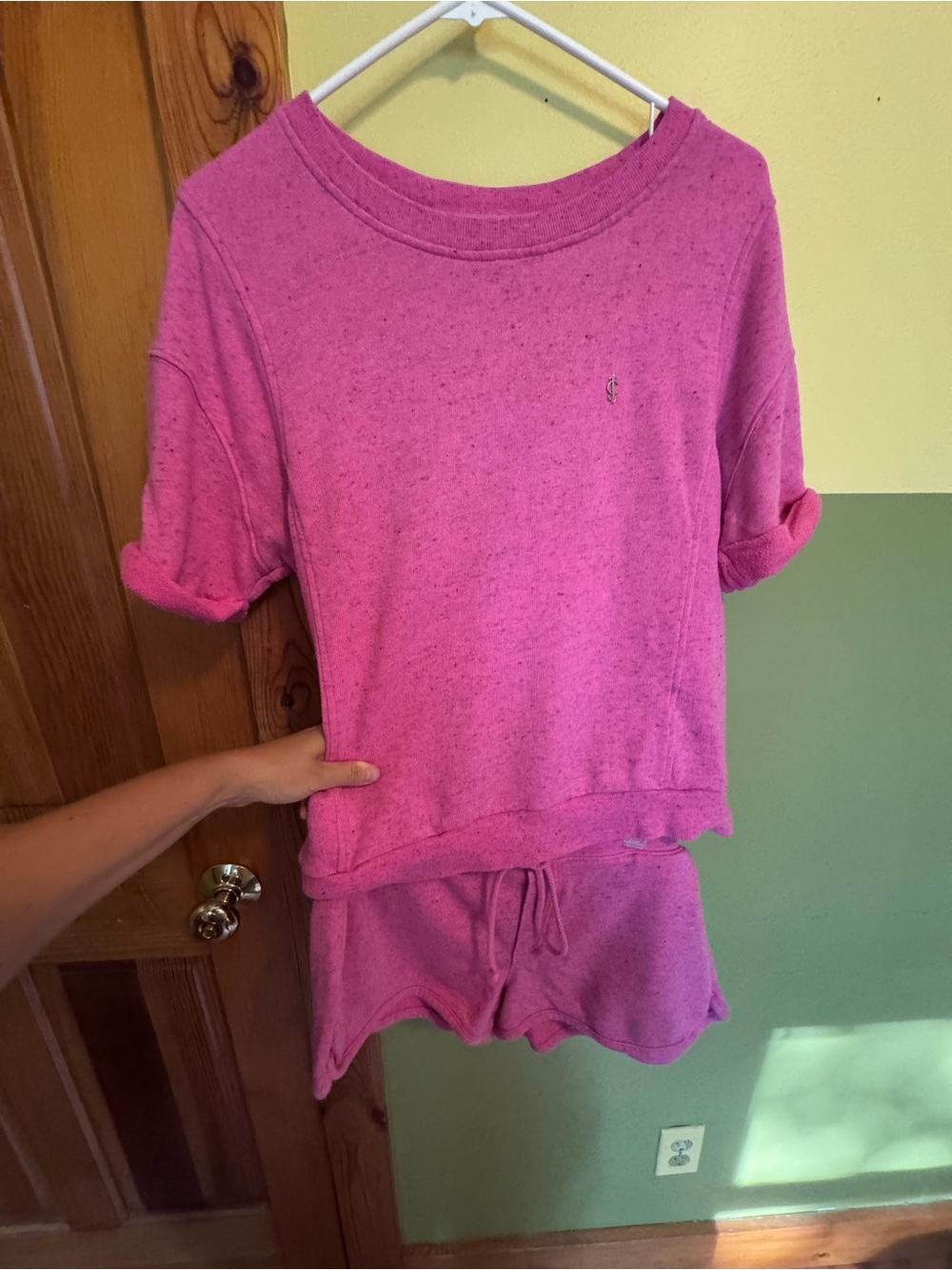 Juicy Couture Hot Pink Crewneck Sweatshirt size M and shorts size L Set
